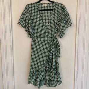 Daisy Print Ruffle Wrap Dress